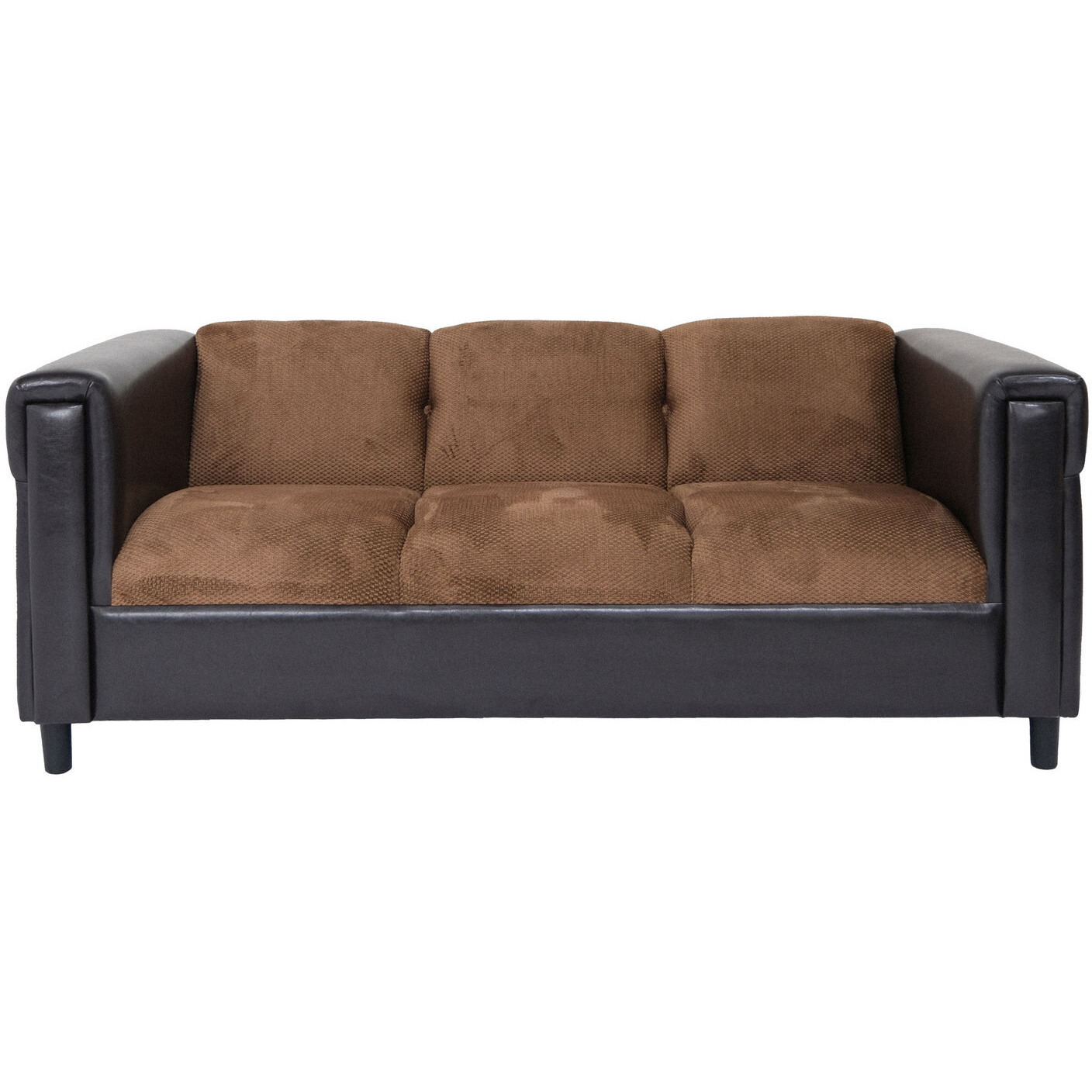 72 Brown Chenille And Black Sofa