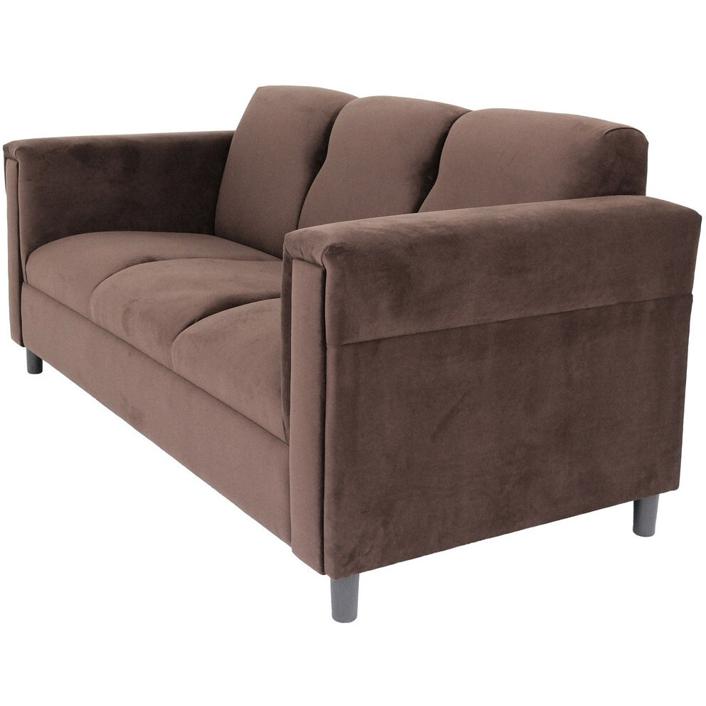 72 Dark Brown Suede And Black Sofa