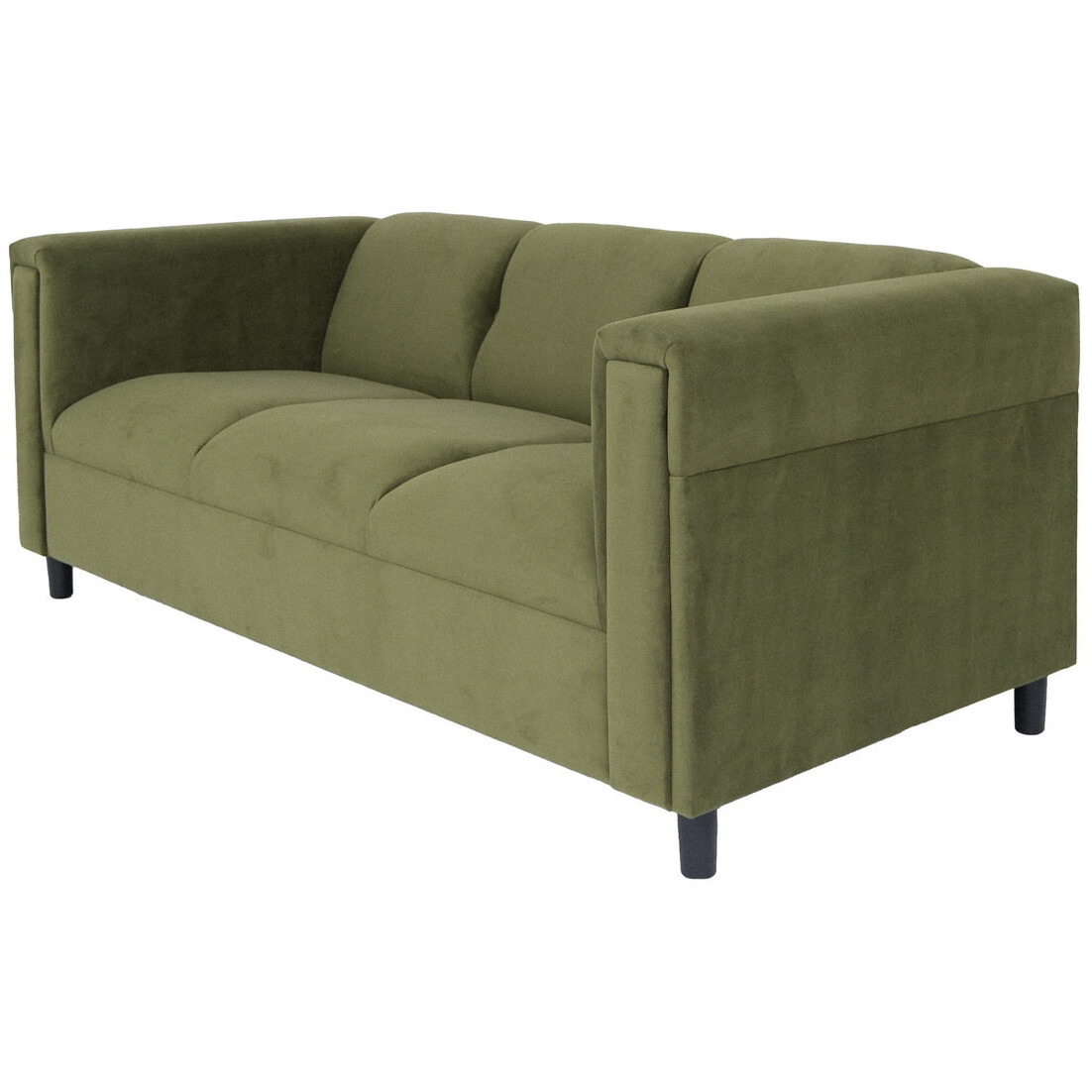 72 Moss Green Suede And Black Sofa
