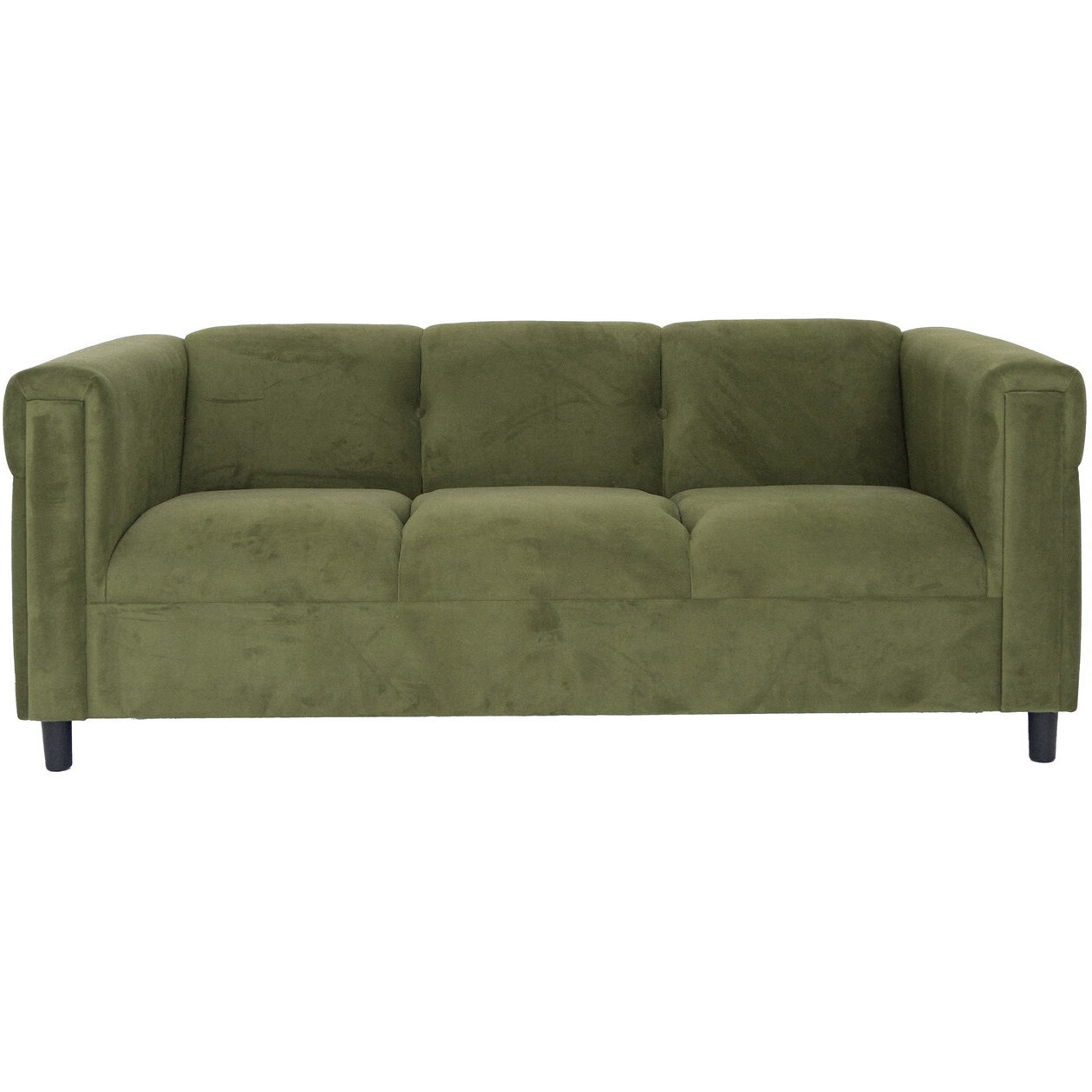 72 Moss Green Suede And Black Sofa