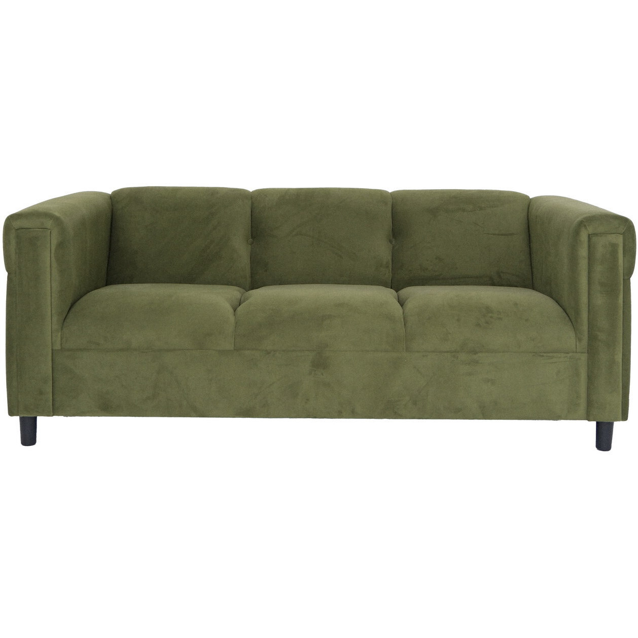 72 Moss Green Suede And Black Sofa