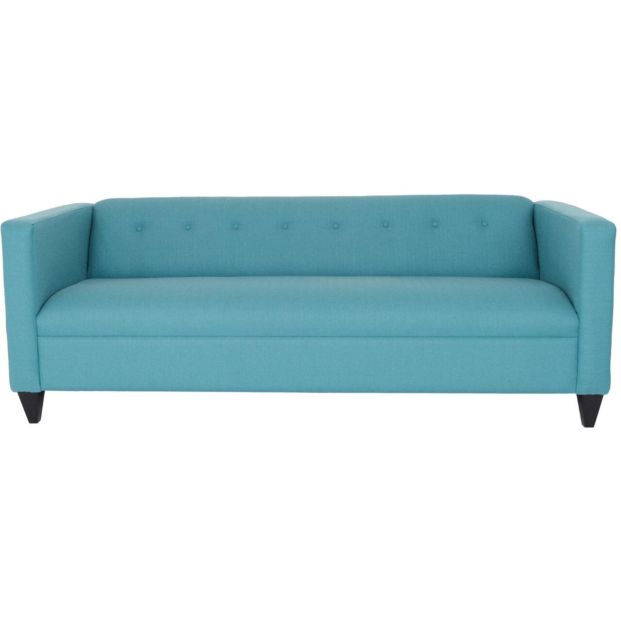 80 Teal Blue Polyester And Dark Brown Sofa
