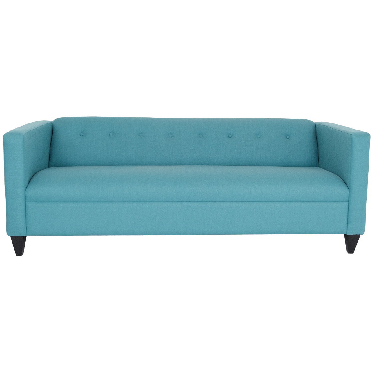 80 Teal Blue Polyester And Dark Brown Sofa