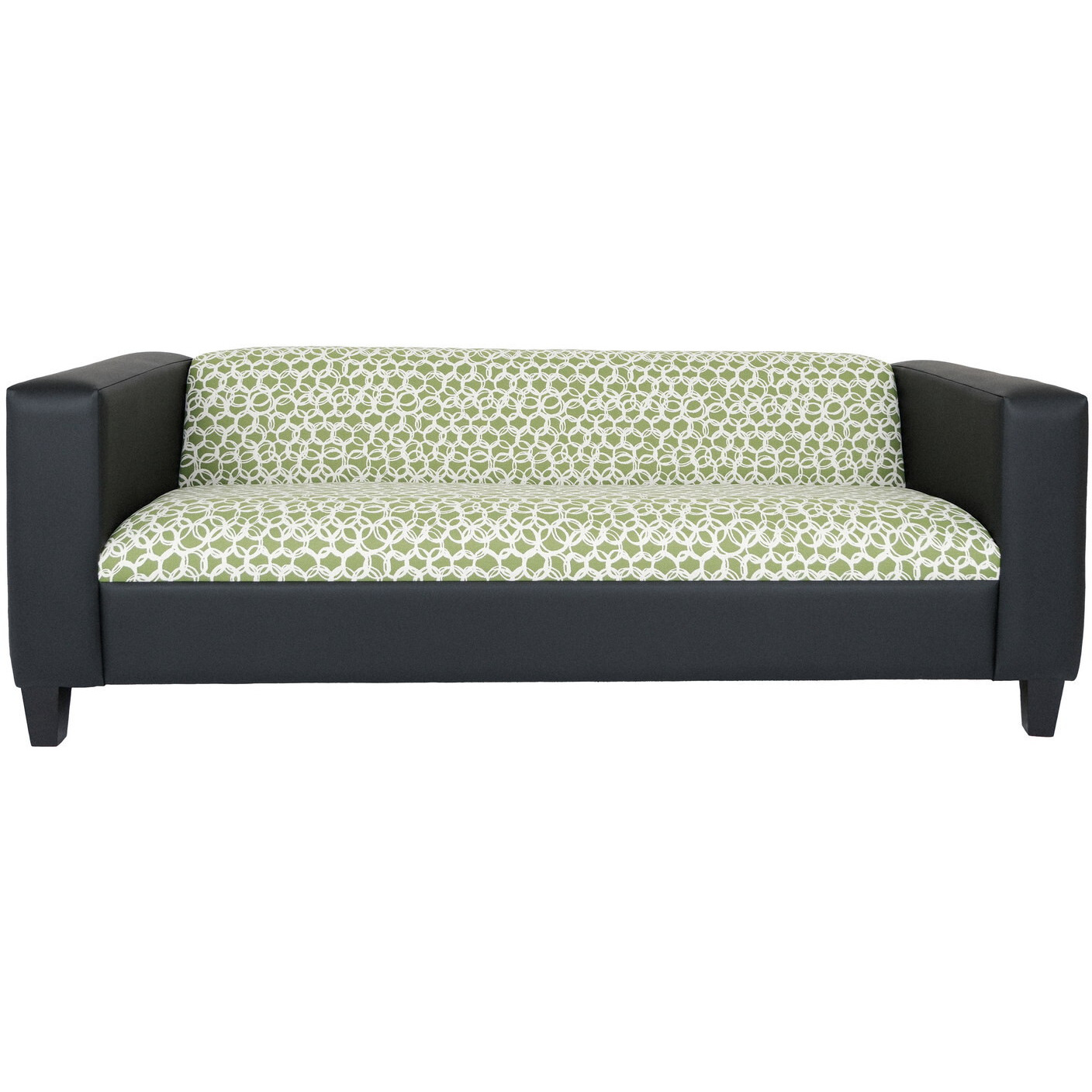 84 Green And White Faux Leather And Black Geometric Sofa