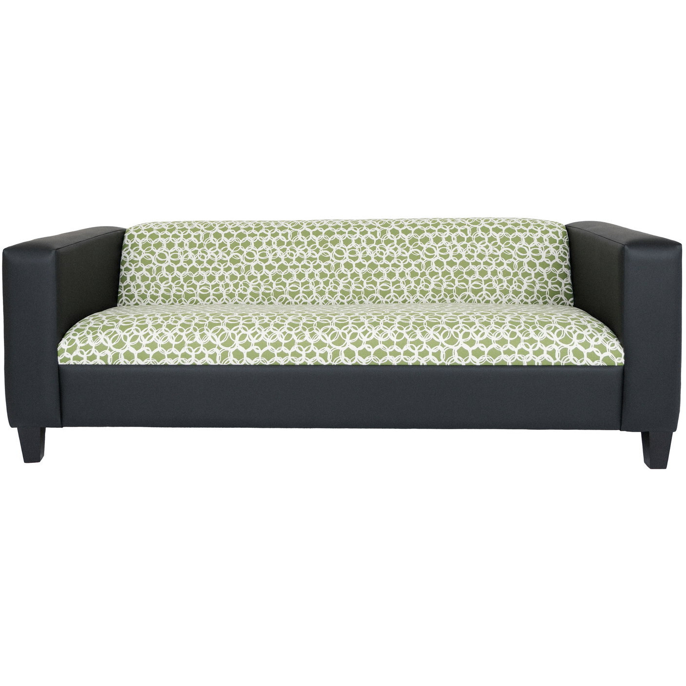 84 Green And White Faux Leather And Black Geometric Sofa