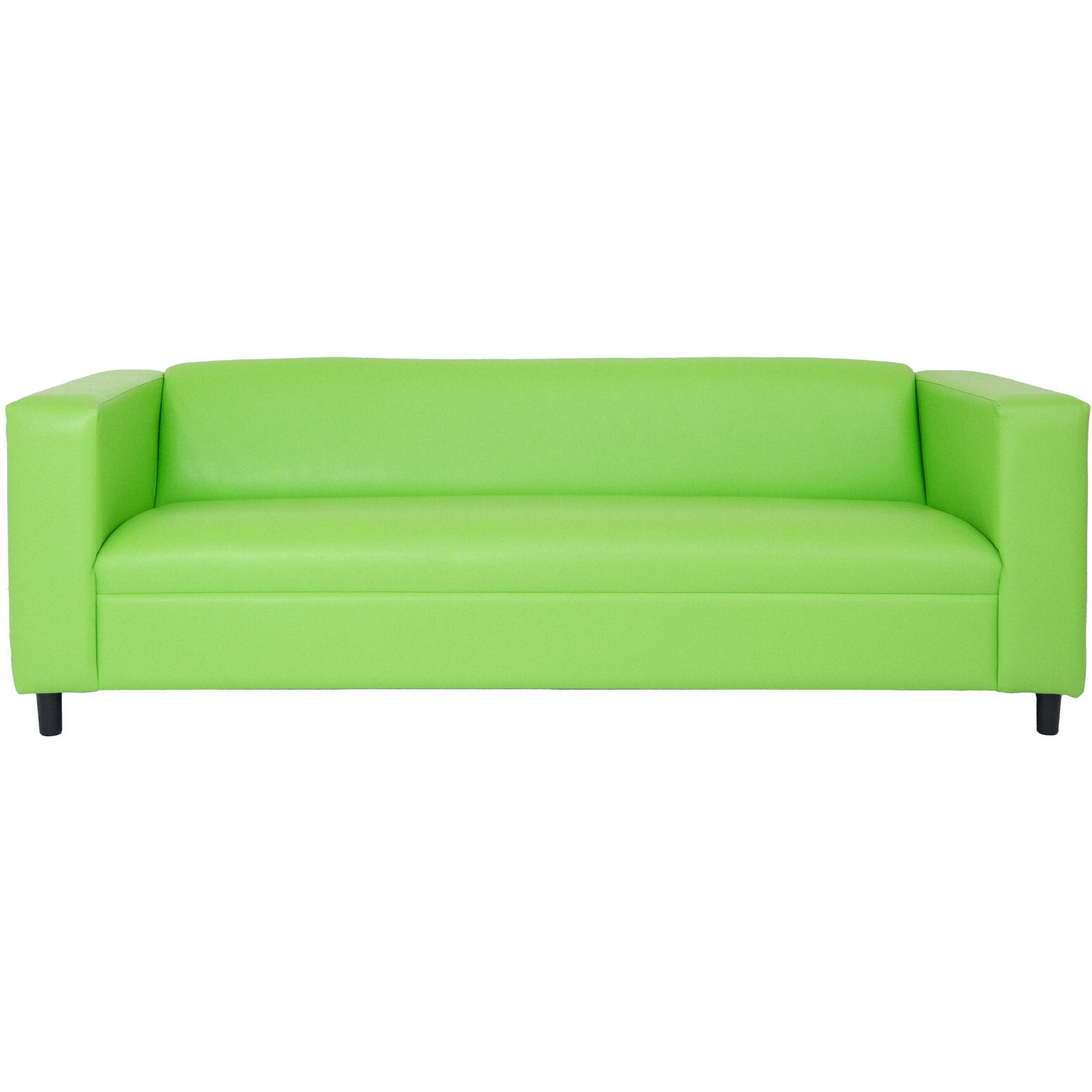 84 Green Faux Leather And Black Sofa