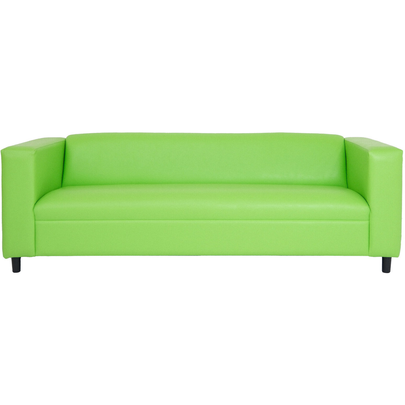 84 Green Faux Leather And Black Sofa