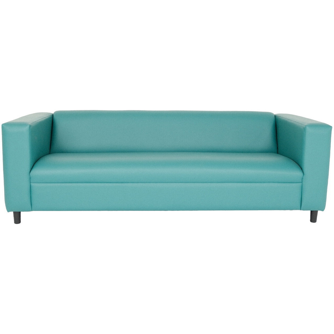 84 Blue Faux Leather And Black Sofa