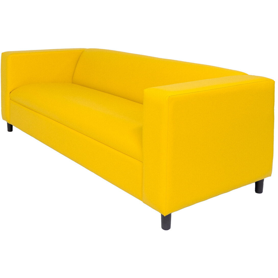 84 Yellow Faux Leather And Black Sofa