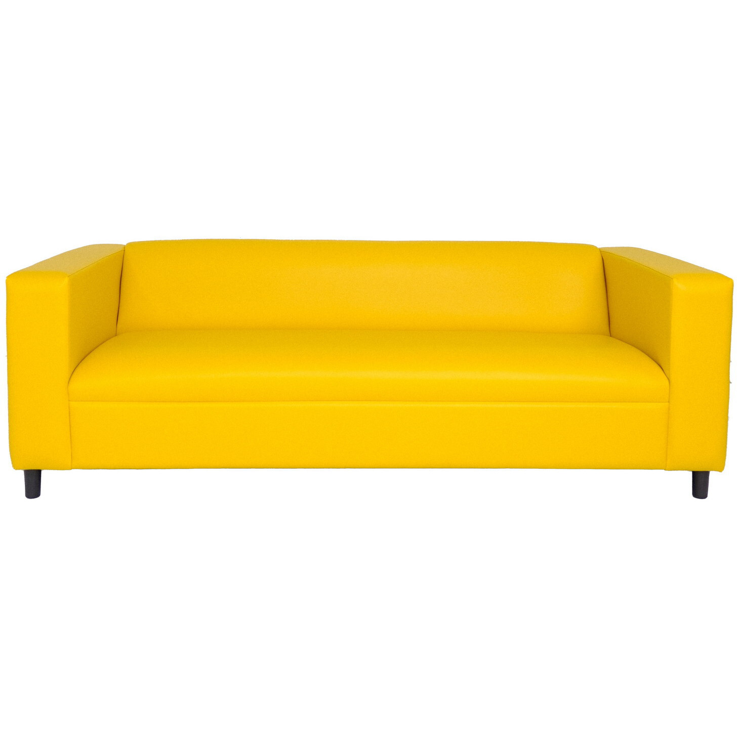 84 Yellow Faux Leather And Black Sofa