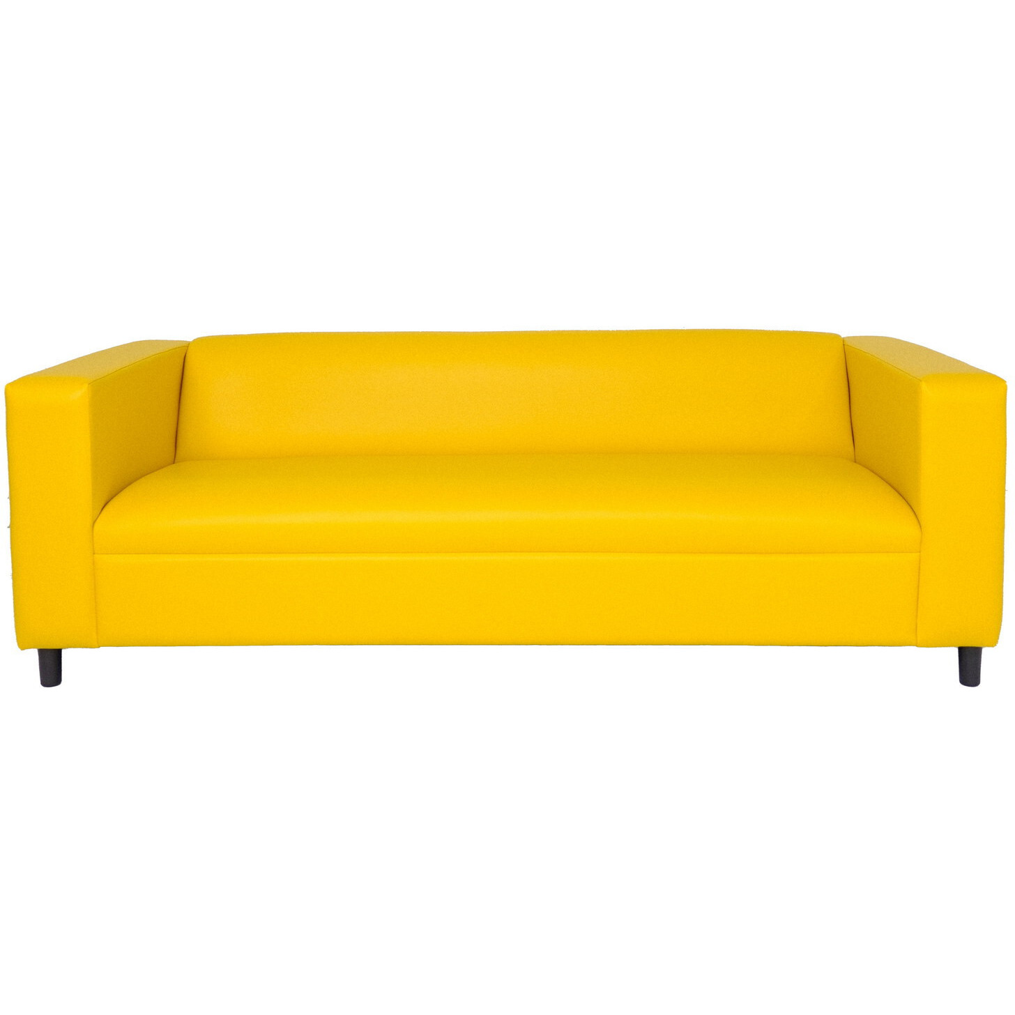 84 Yellow Faux Leather And Black Sofa