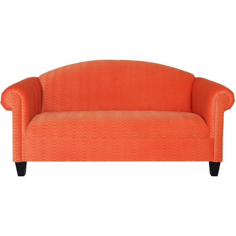 84 Orange Velvet And Black Sofa