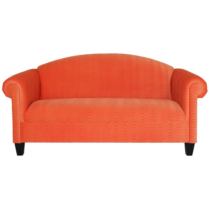 84 Orange Velvet And Black Sofa