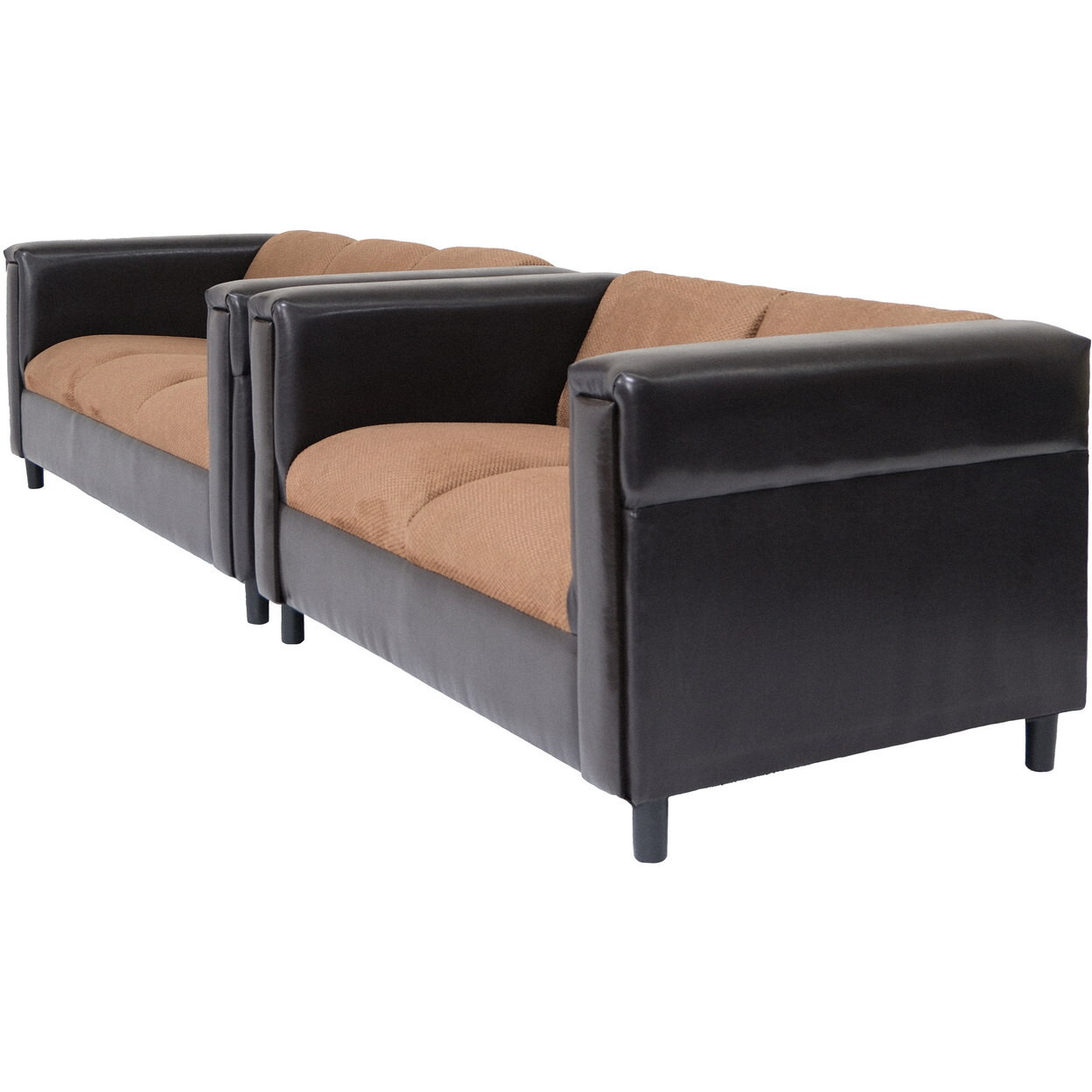 72 Brown Chenille And Black Sofa
