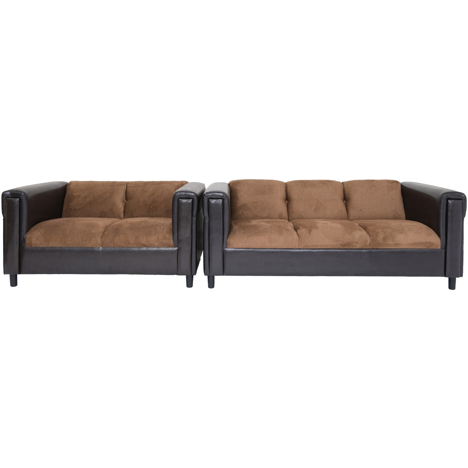 72 Brown Chenille And Black Sofa
