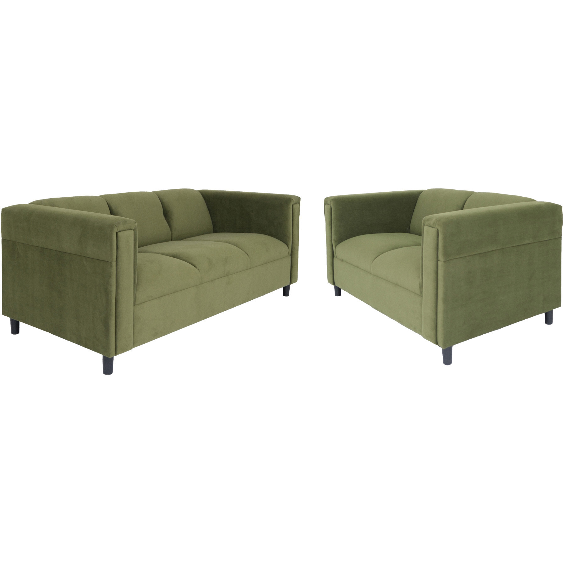Two Piece Green Five Person Seating Set