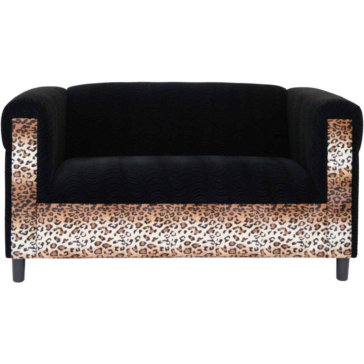 Two Piece  Leopard And Black Five Person Seating Set