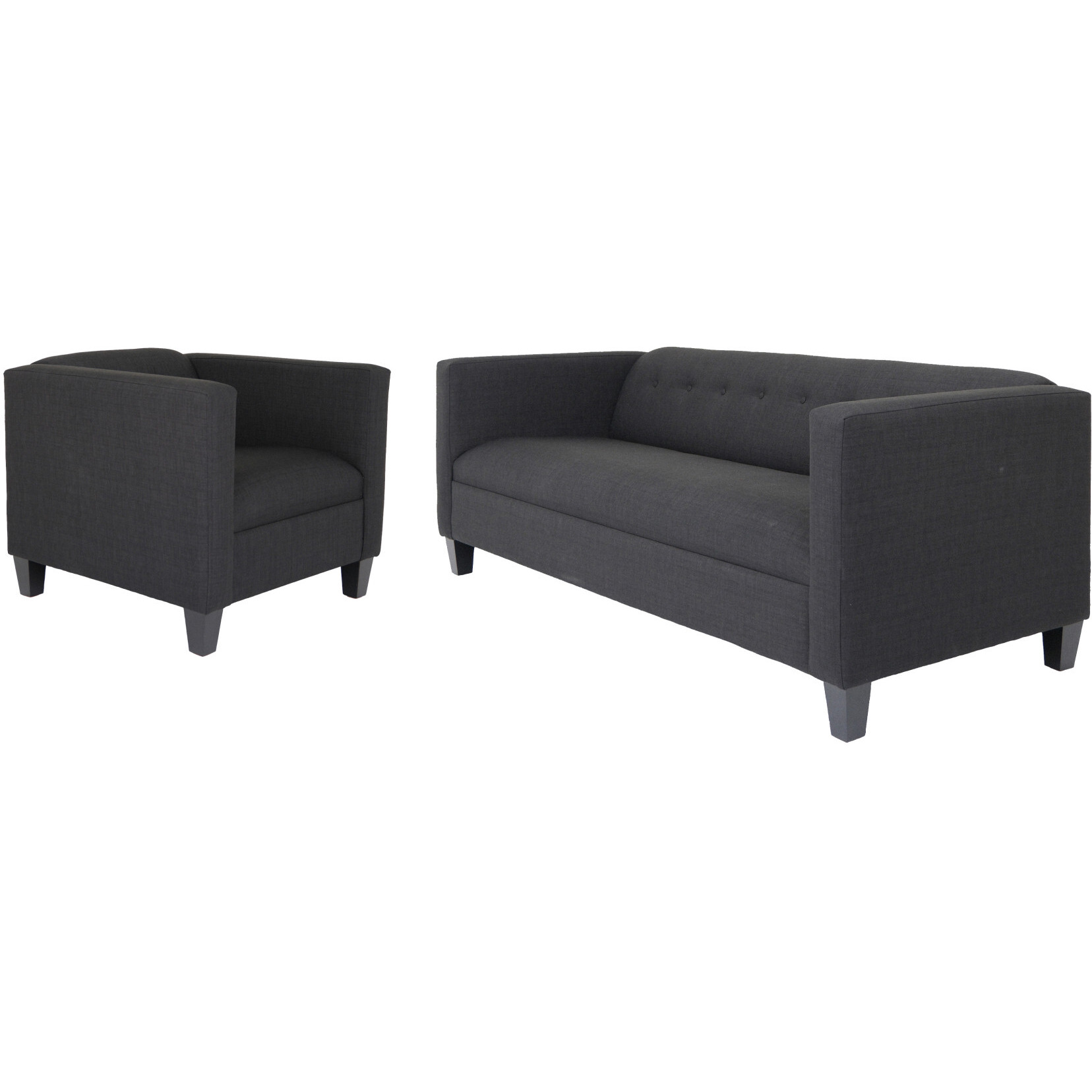 Two Piece Black Four Person Seating Set
