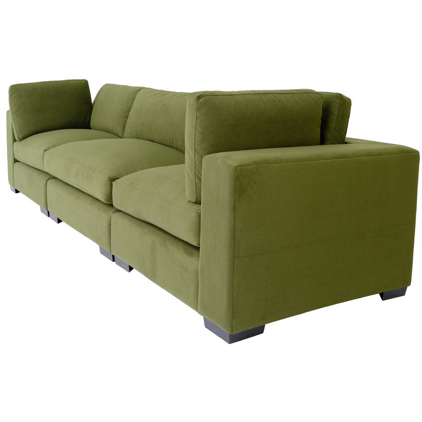 126 Moss Green Microfiber And Dark Brown Sofa