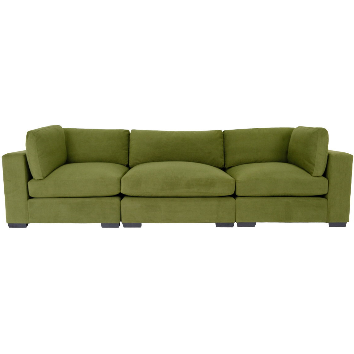 126 Moss Green Microfiber And Dark Brown Sofa