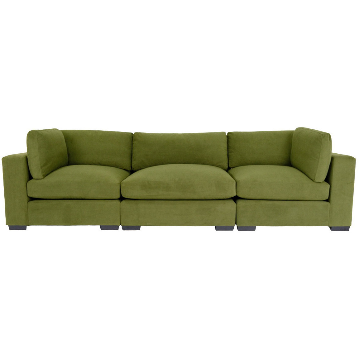 126 Moss Green Microfiber And Dark Brown Sofa
