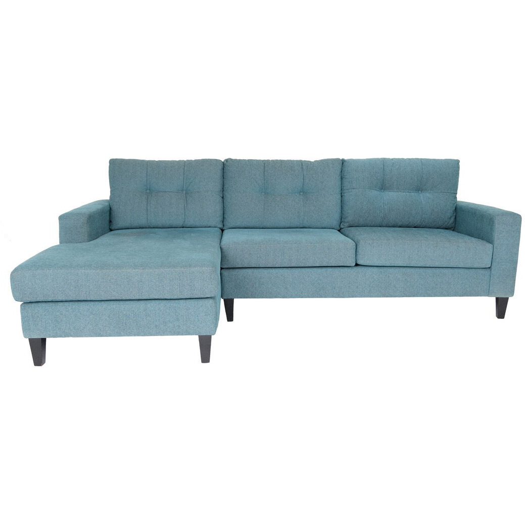 Blue Polyester Blend Stationary L Shaped Two Piece Corner Sectional