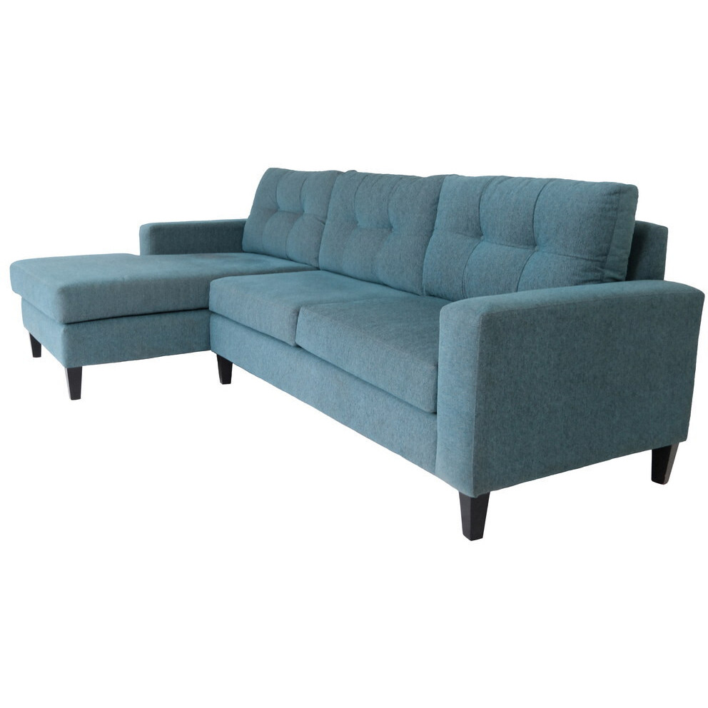 Blue Polyester Blend Stationary L Shaped Two Piece Corner Sectional