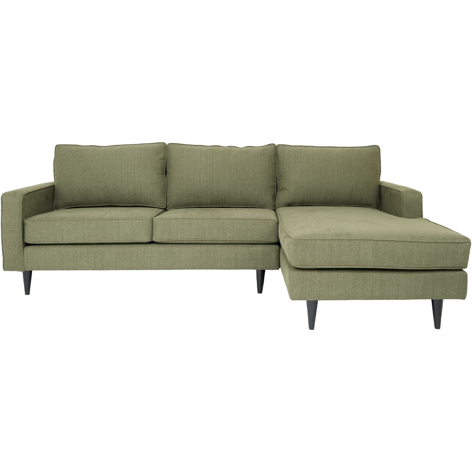 Green Polyester Blend Stationary L Shaped Two Piece Corner Sectional