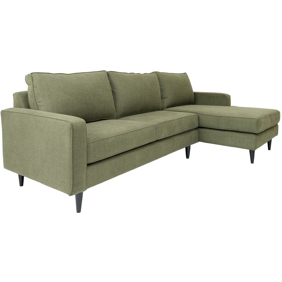 Green Polyester Blend Stationary L Shaped Two Piece Corner Sectional