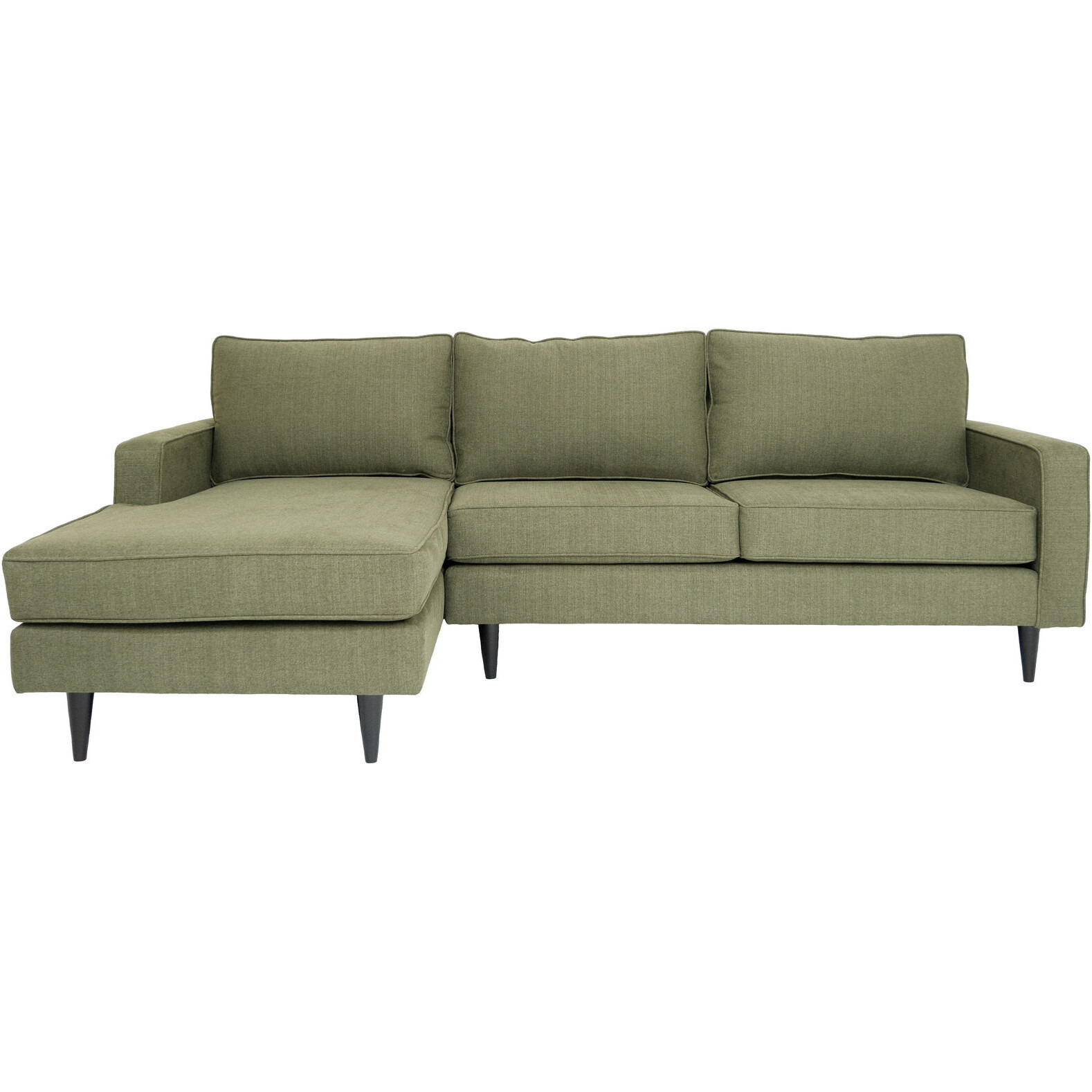 Green Polyester Blend Stationary L Shaped Two Piece Corner Sectional