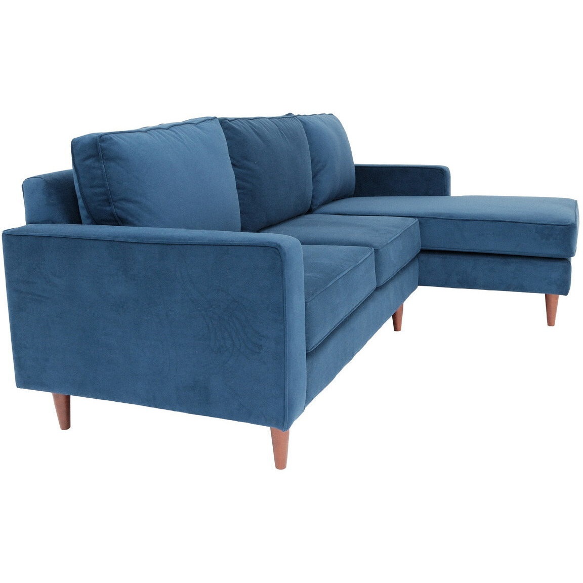 Navy Blue Polyester Blend L Shaped Two Piece Corner Sectional
