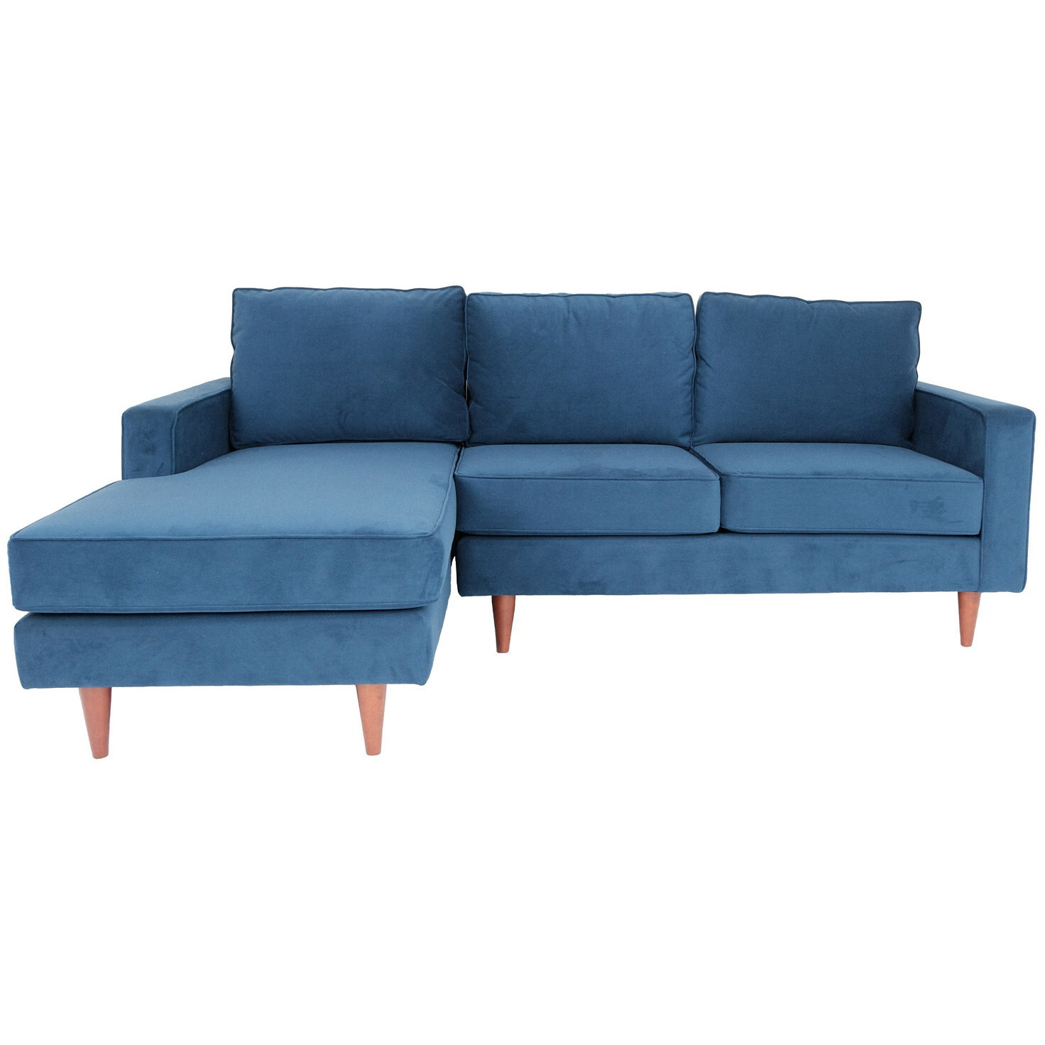 Navy Blue Polyester Blend L Shaped Two Piece Corner Sectional