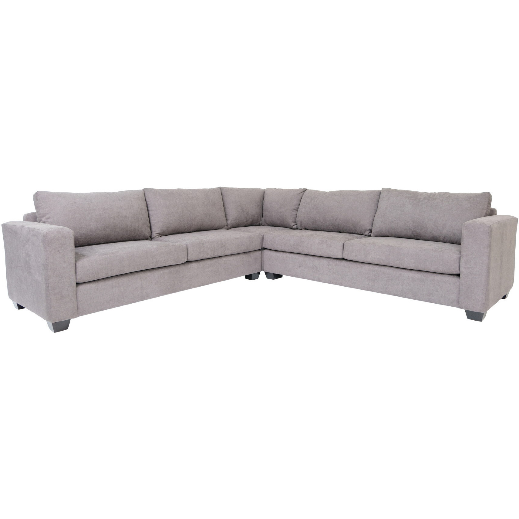 Gray Polyester Blend L Shaped Three Piece Sectional