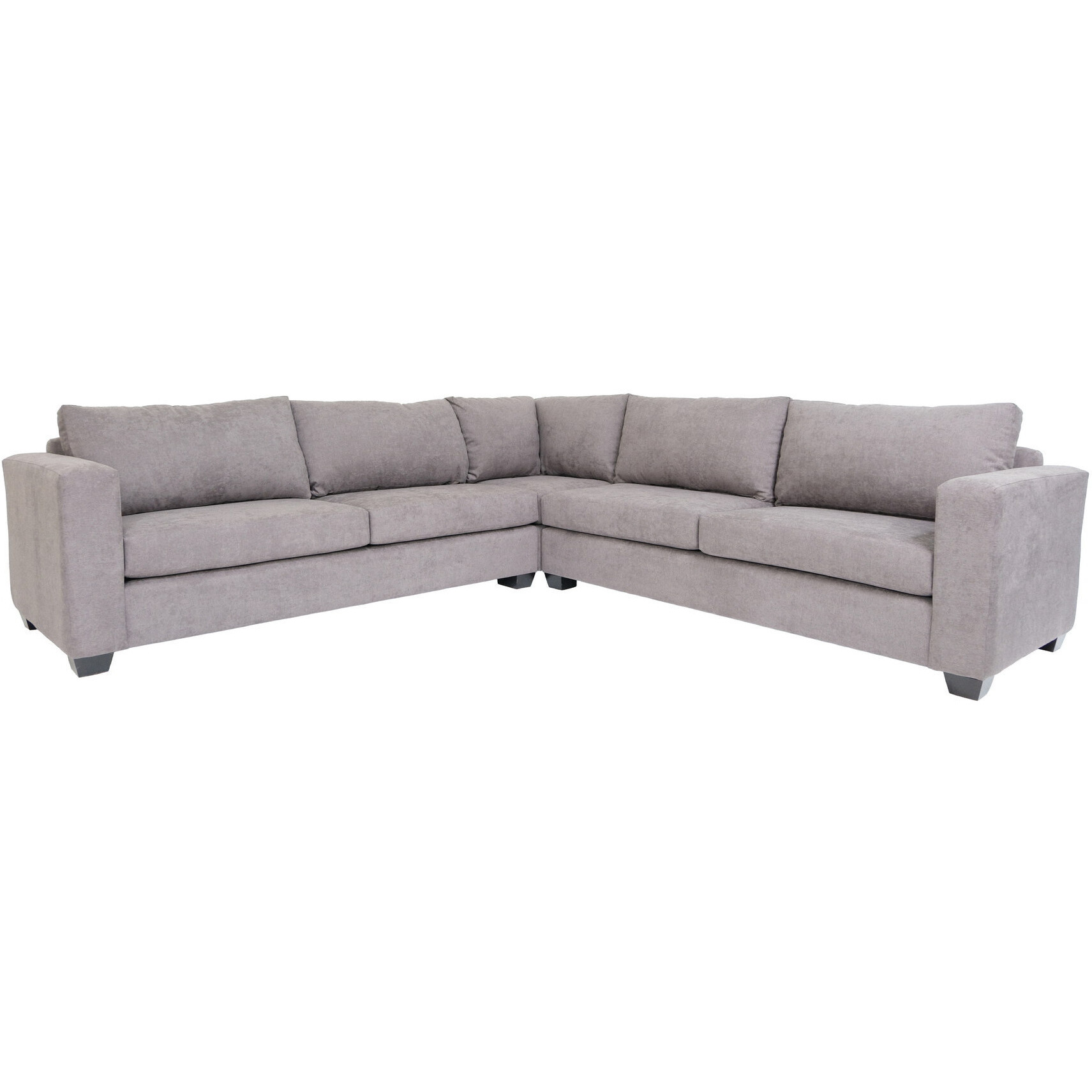 Gray Polyester Blend L Shaped Three Piece Sectional
