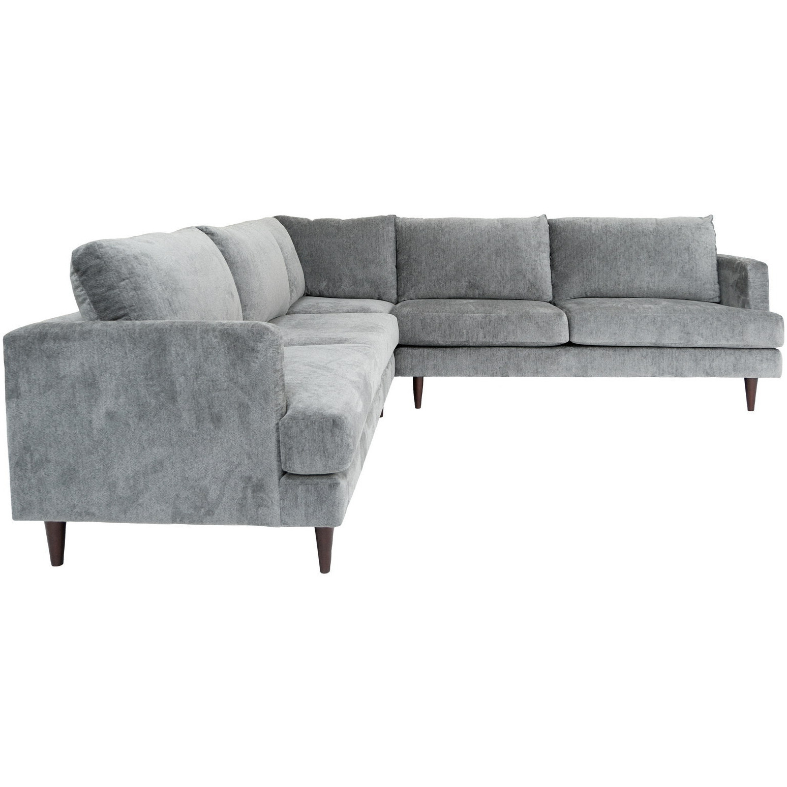 Silver Velvet L Shaped Three Piece Sectional