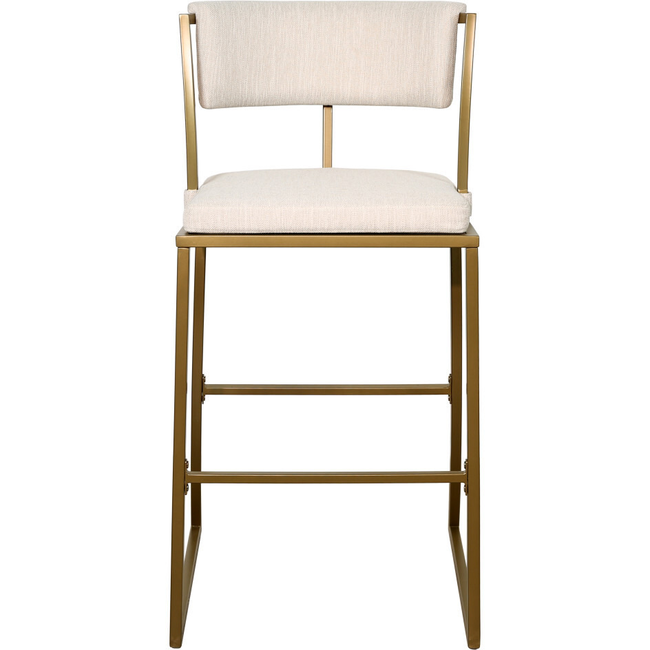 30 Beige And Antiqued Brass Steel Low Back Bar Height Bar Chair With Footrest