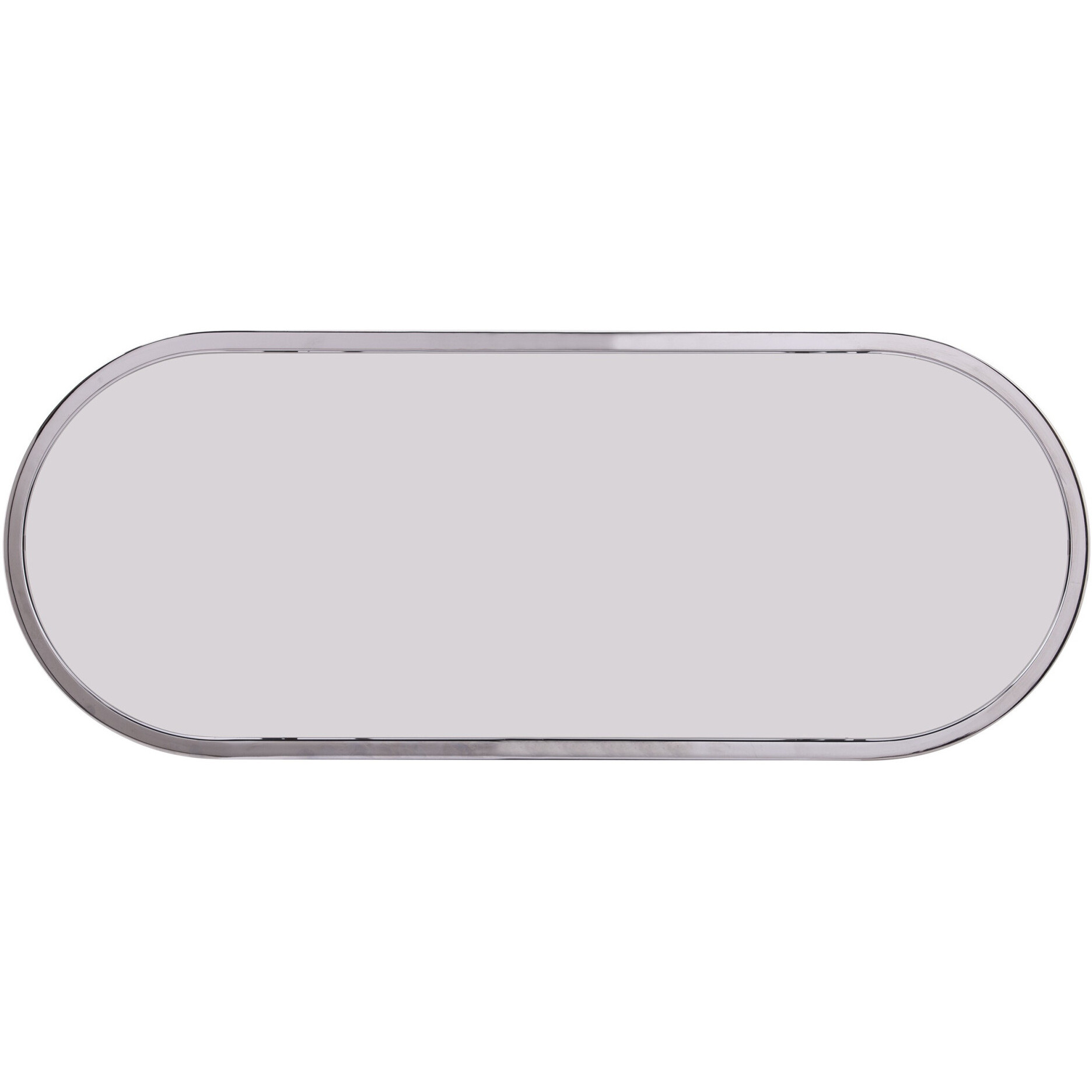 42"" Clear And Silver Mirrored Glass Oval Frame Console Table With Storage