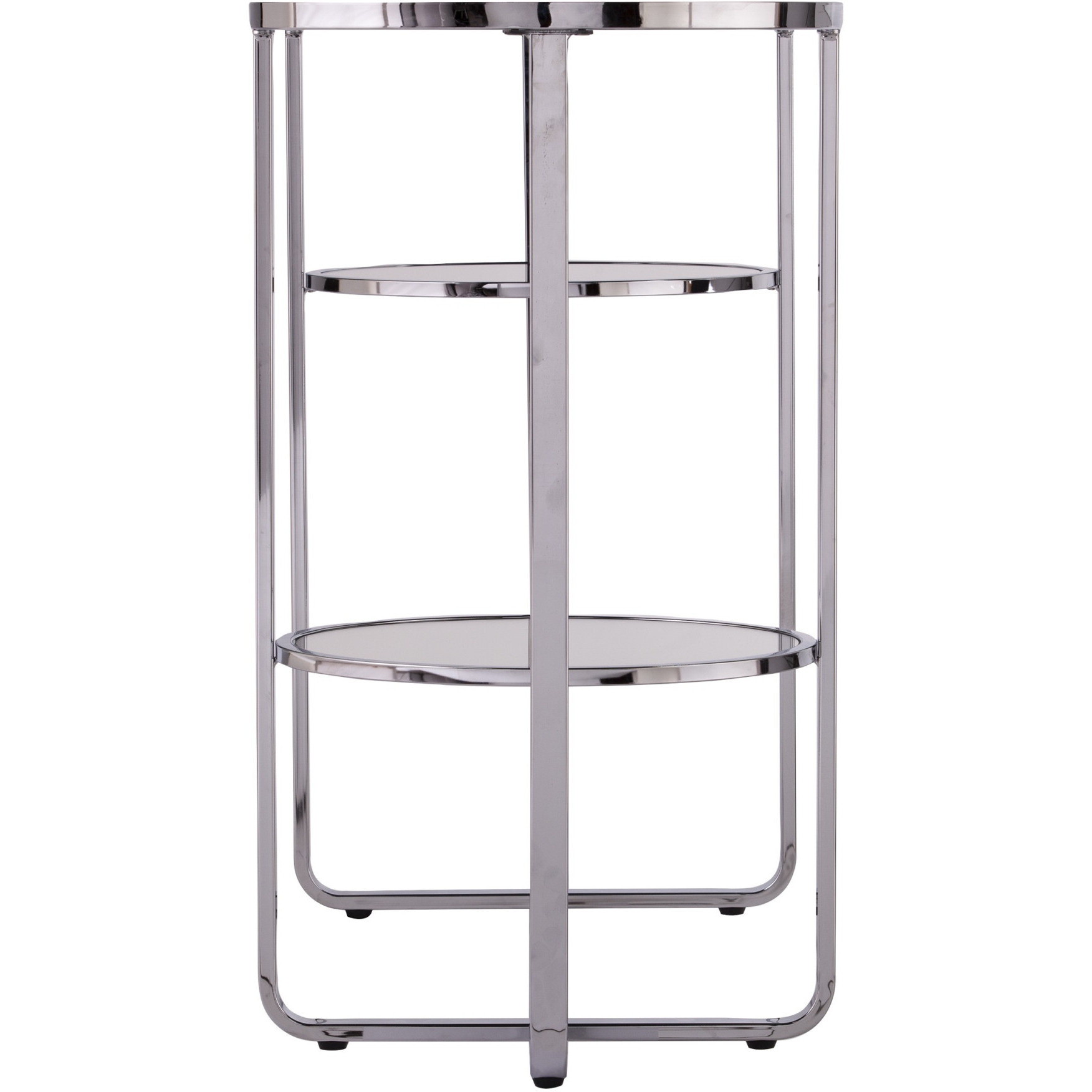 42"" Clear And Silver Mirrored Glass Oval Frame Console Table With Storage