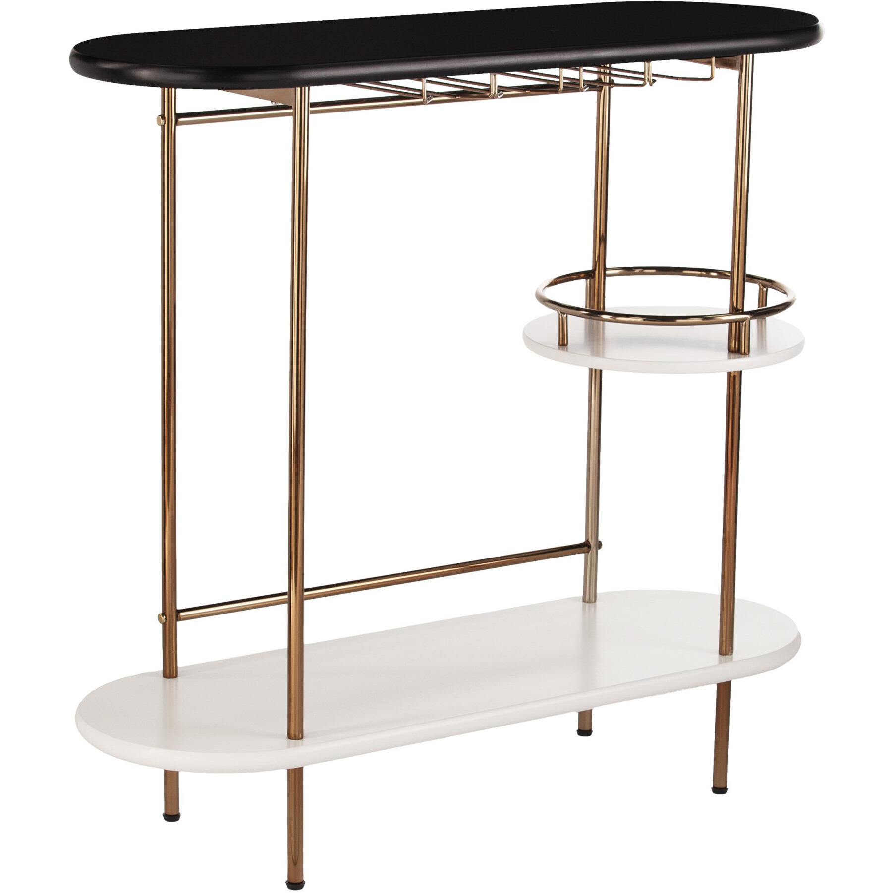 Black And Gold Metal Bar Cart With Wine Storage