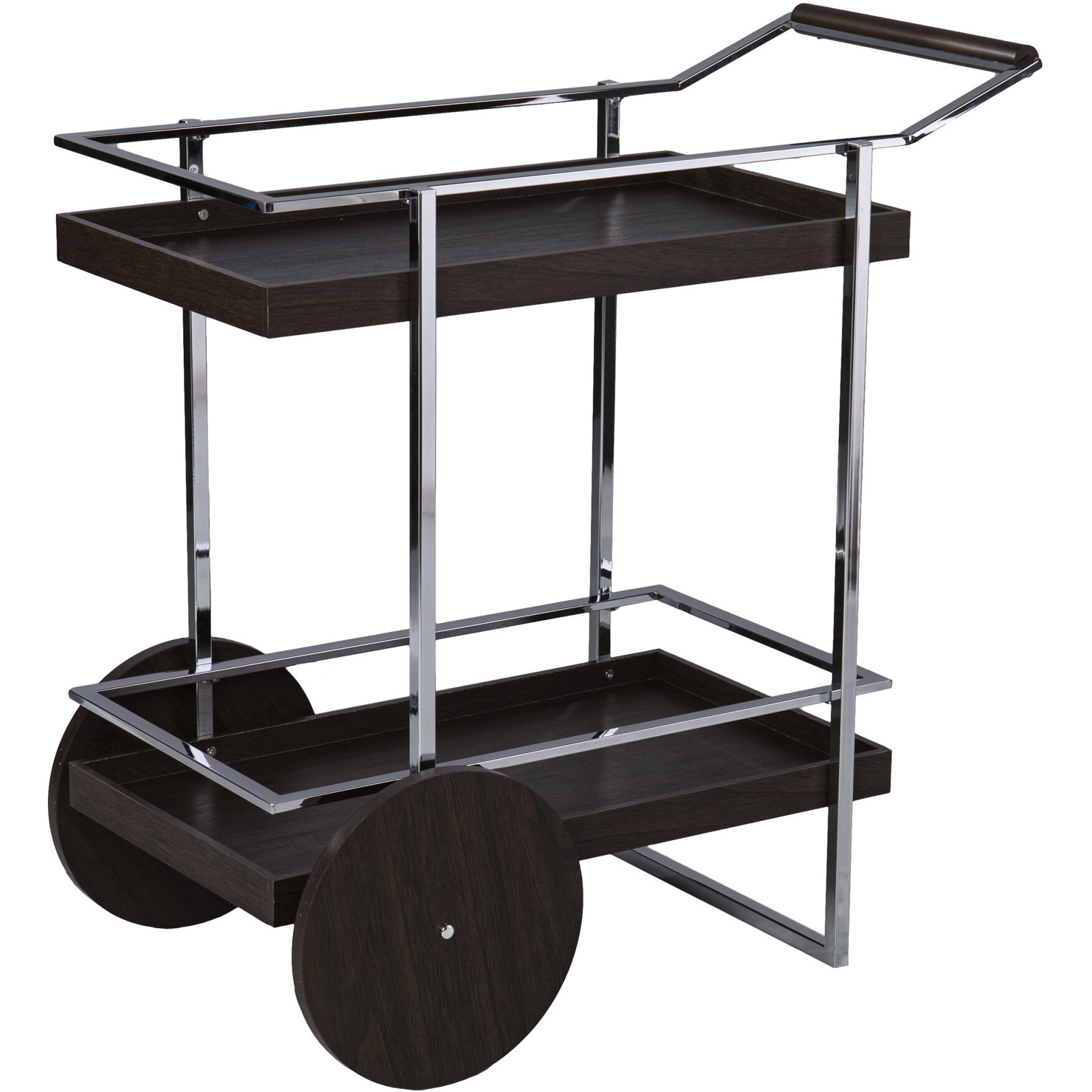 Brown And Silver Mod Rolling Bar Cart