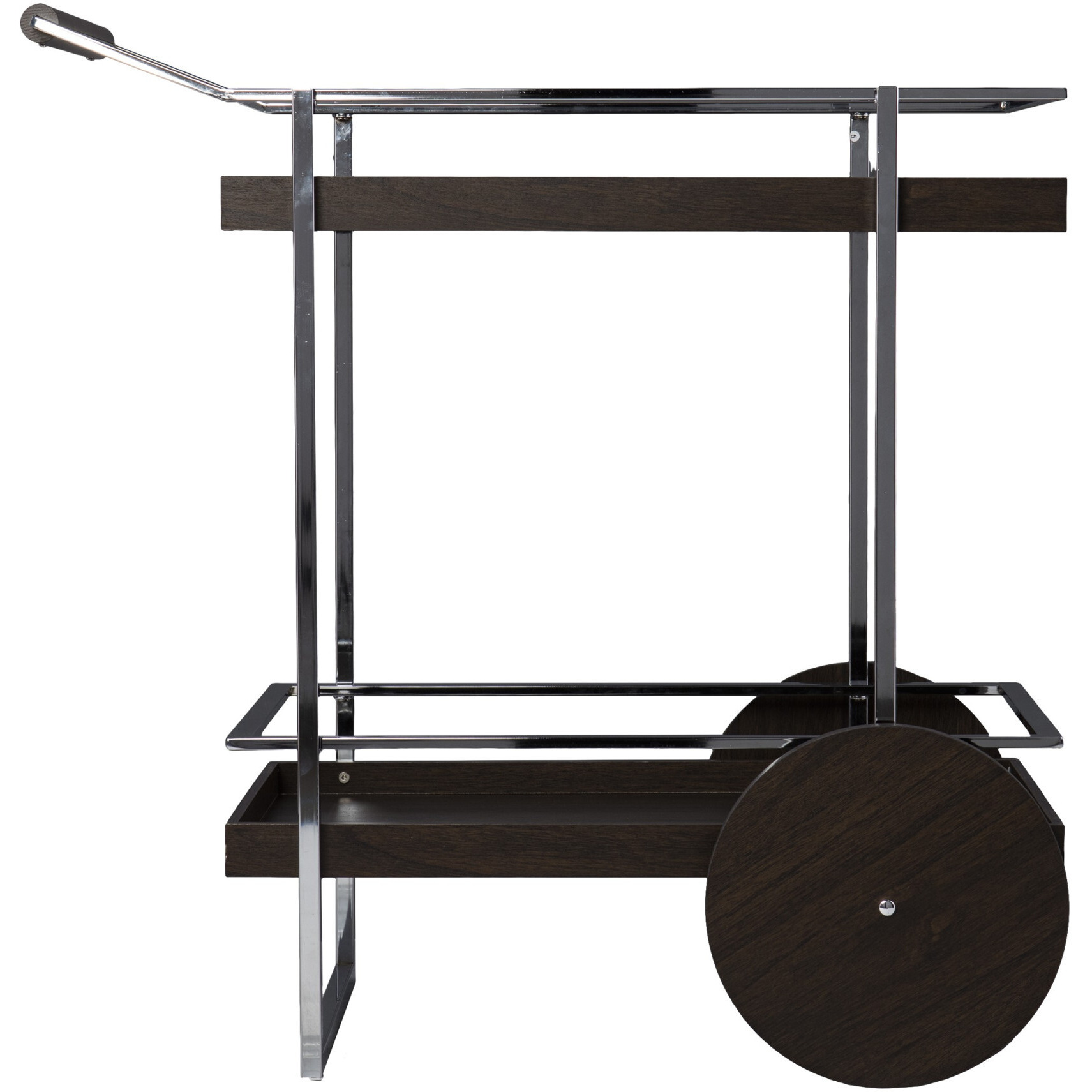 Brown And Silver Mod Rolling Bar Cart