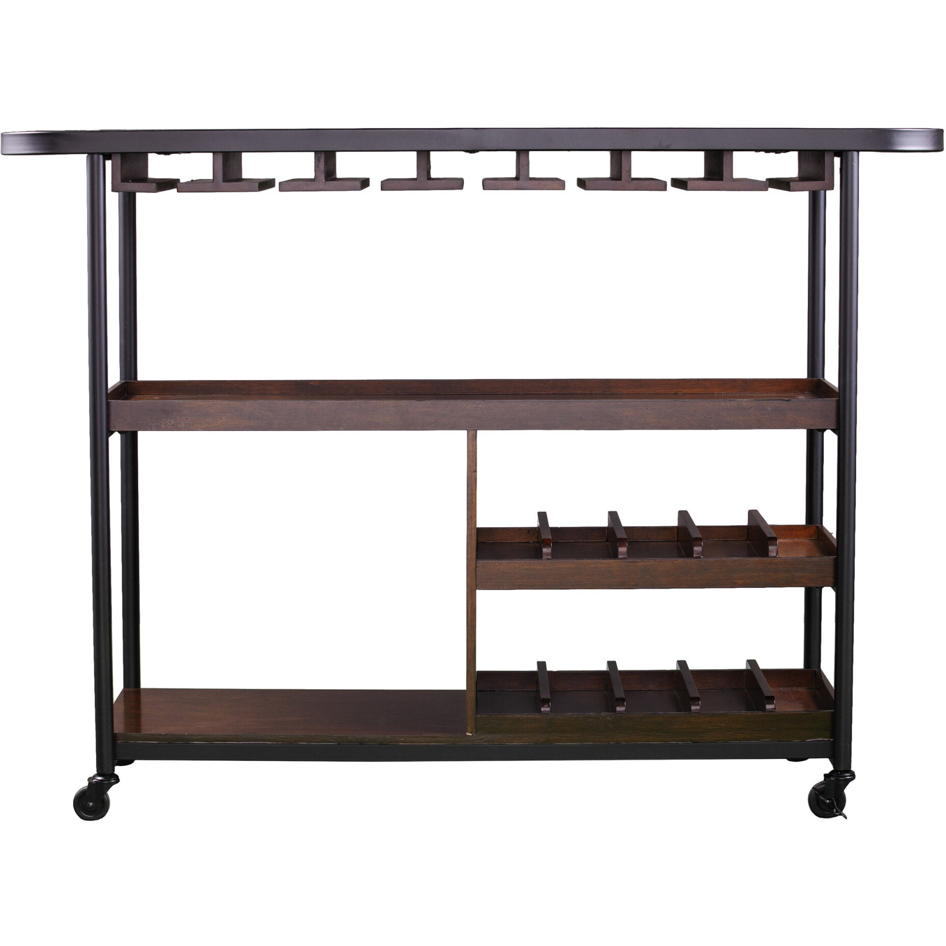 Brown Rolling Bar Cart