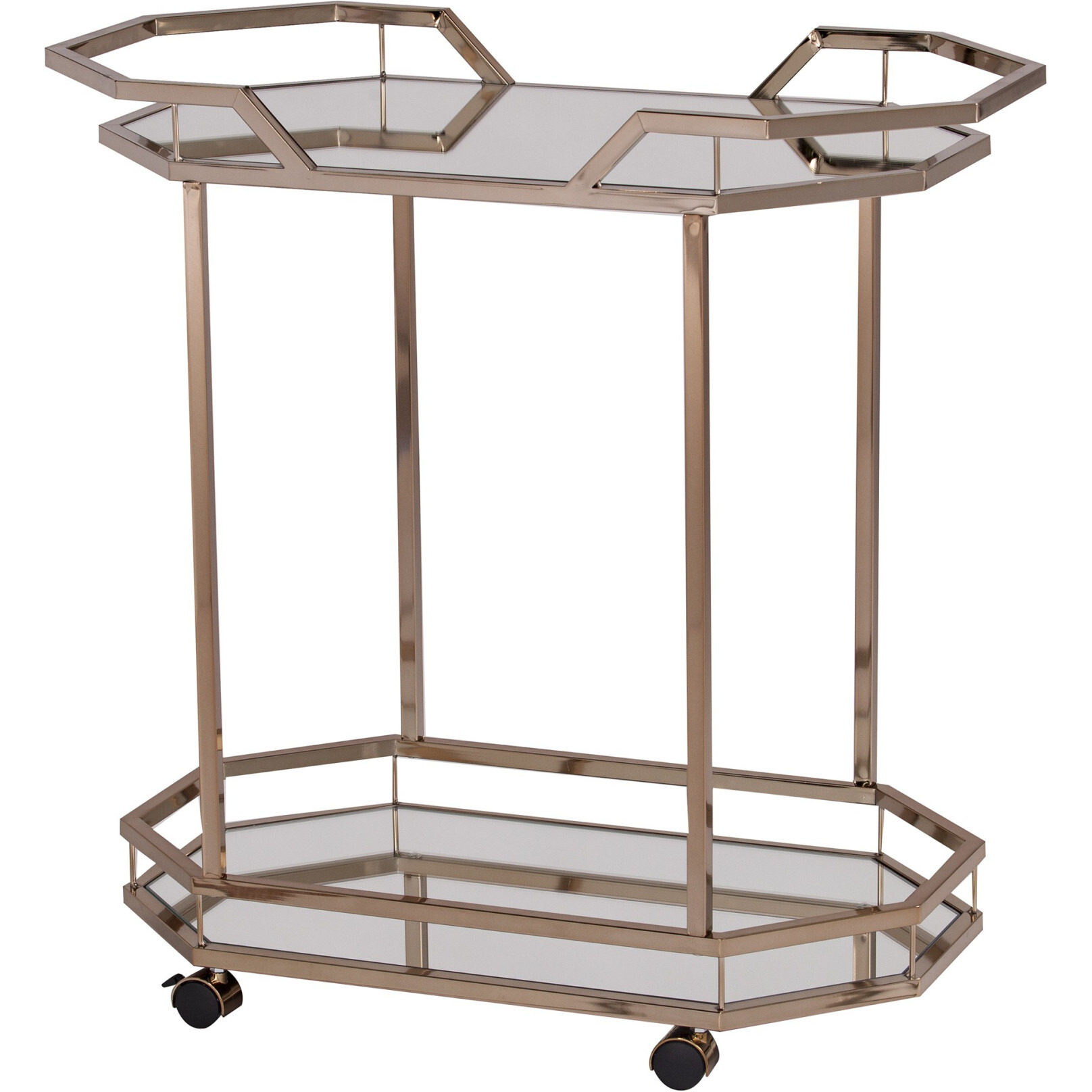 Champagne Iron And Mirrored Glass Bar Cart