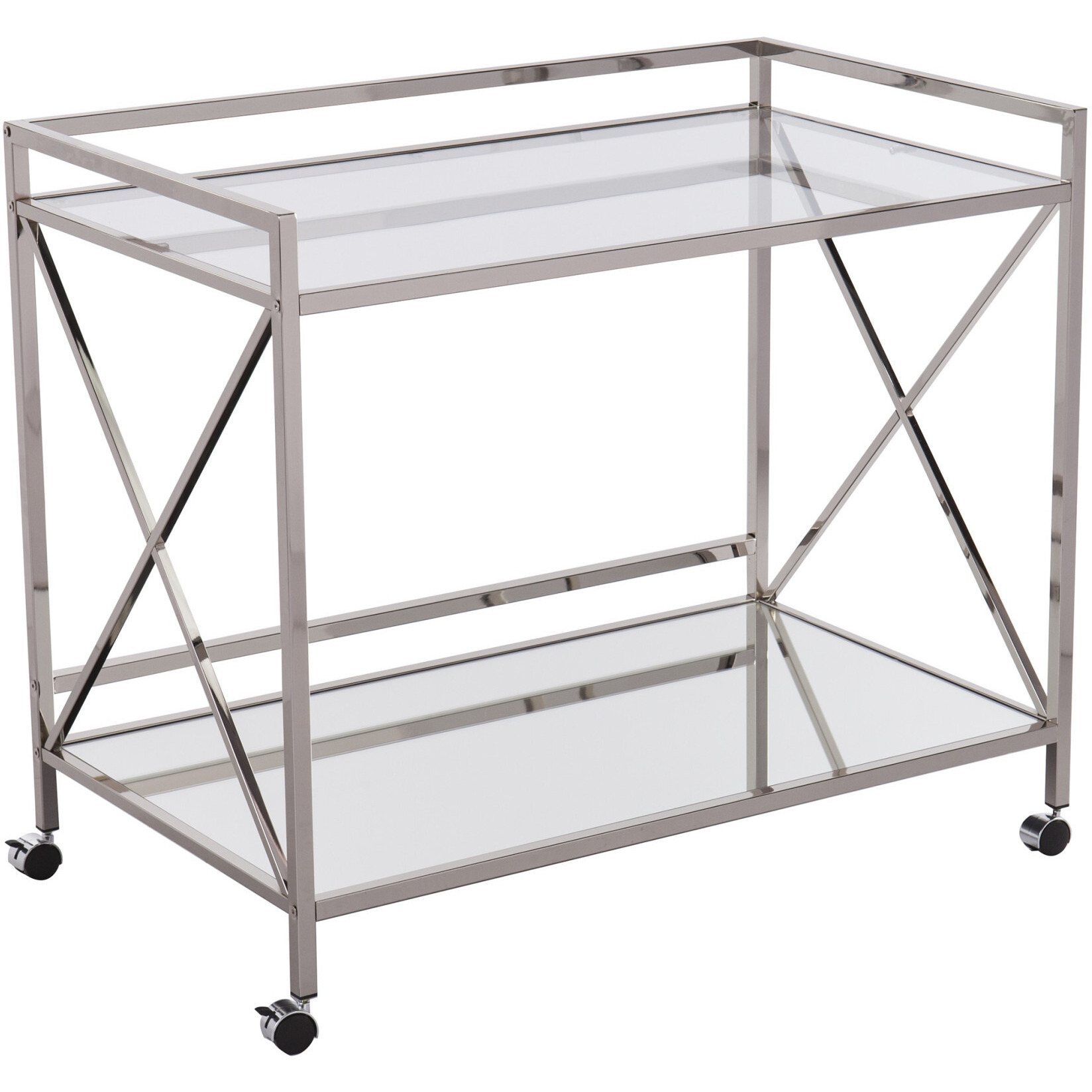 Silver Metal And Mirrored Glass Bar Cart