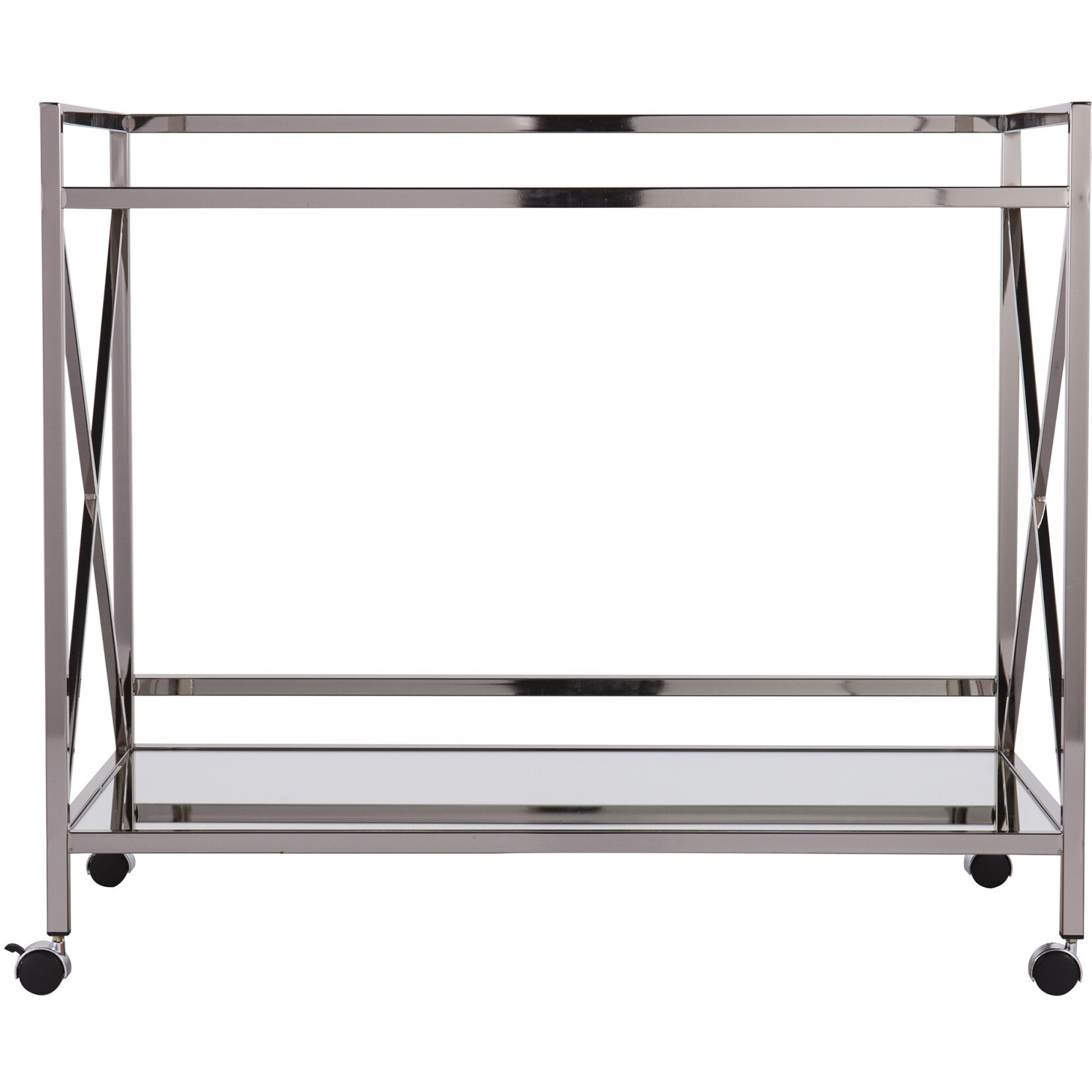 Silver Metal And Mirrored Glass Bar Cart