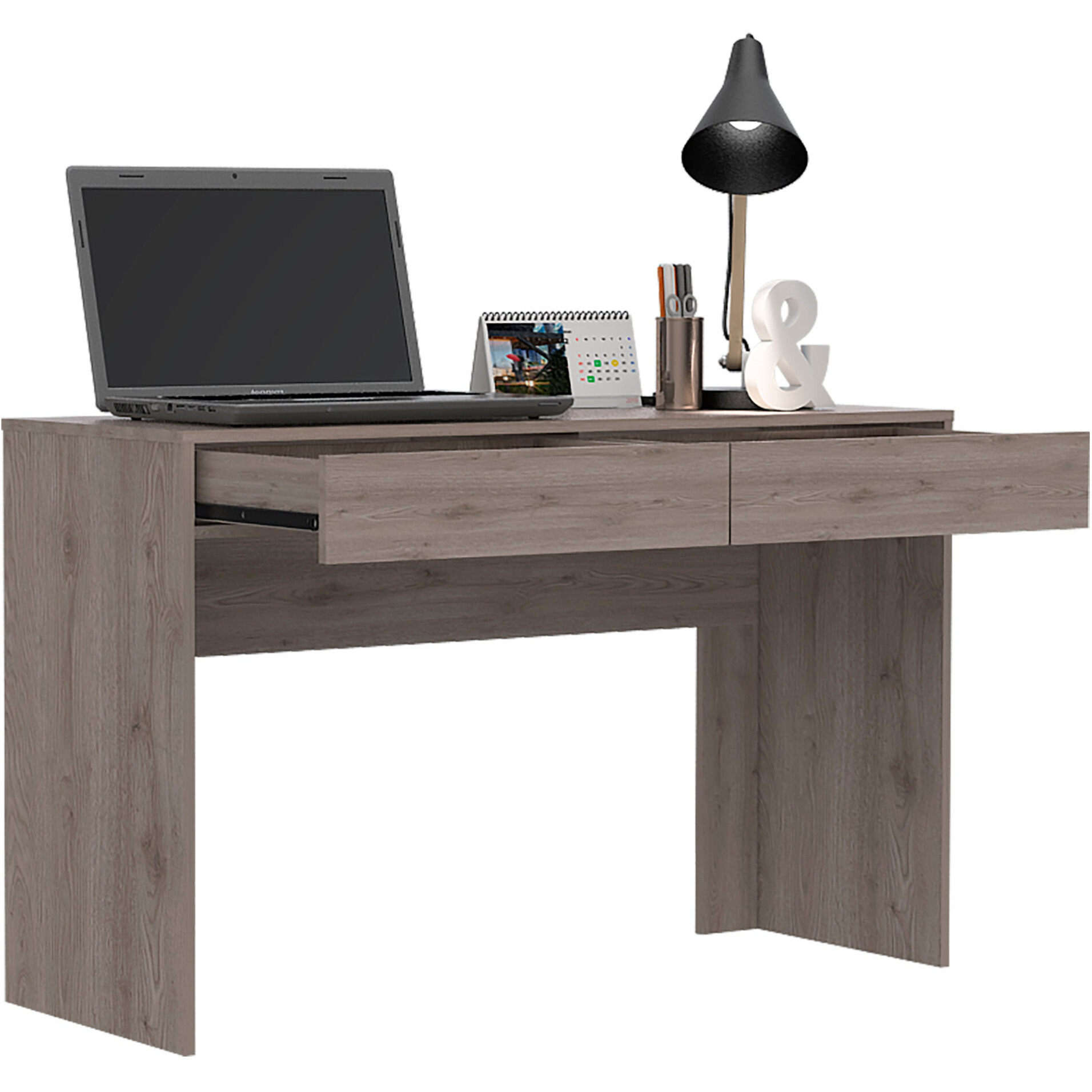 Clio Light Gray Computer Desk With Two Drawers