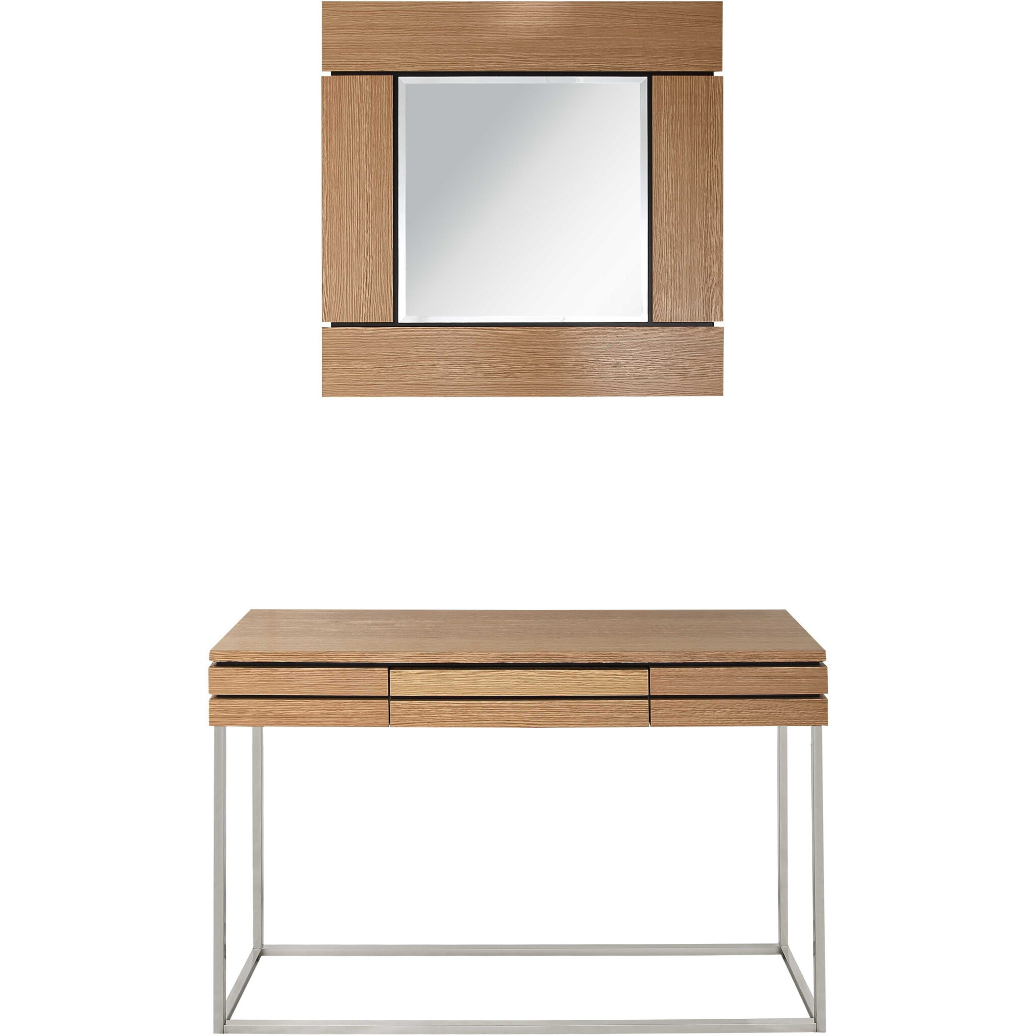 Set Of Two 47"" Brown And Silver Console Table And Drawers