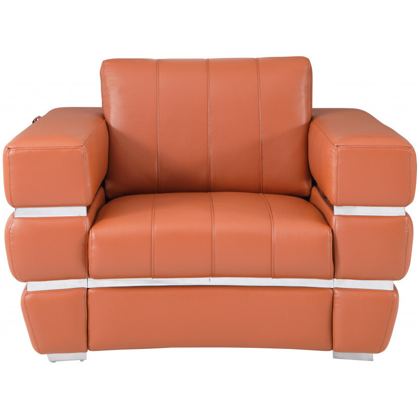 Three Piece Indoor Camel Italian Leather Six Person Seating Set