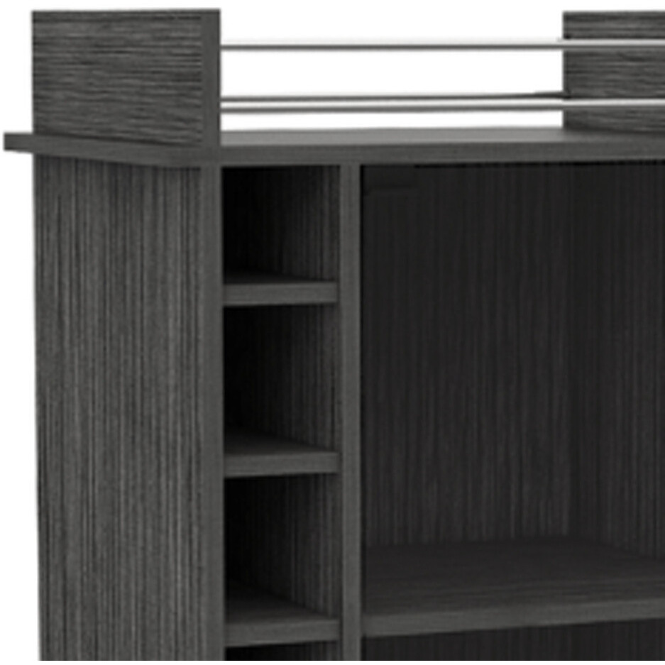 Gray Rolling Bar Cart With Wine Storage