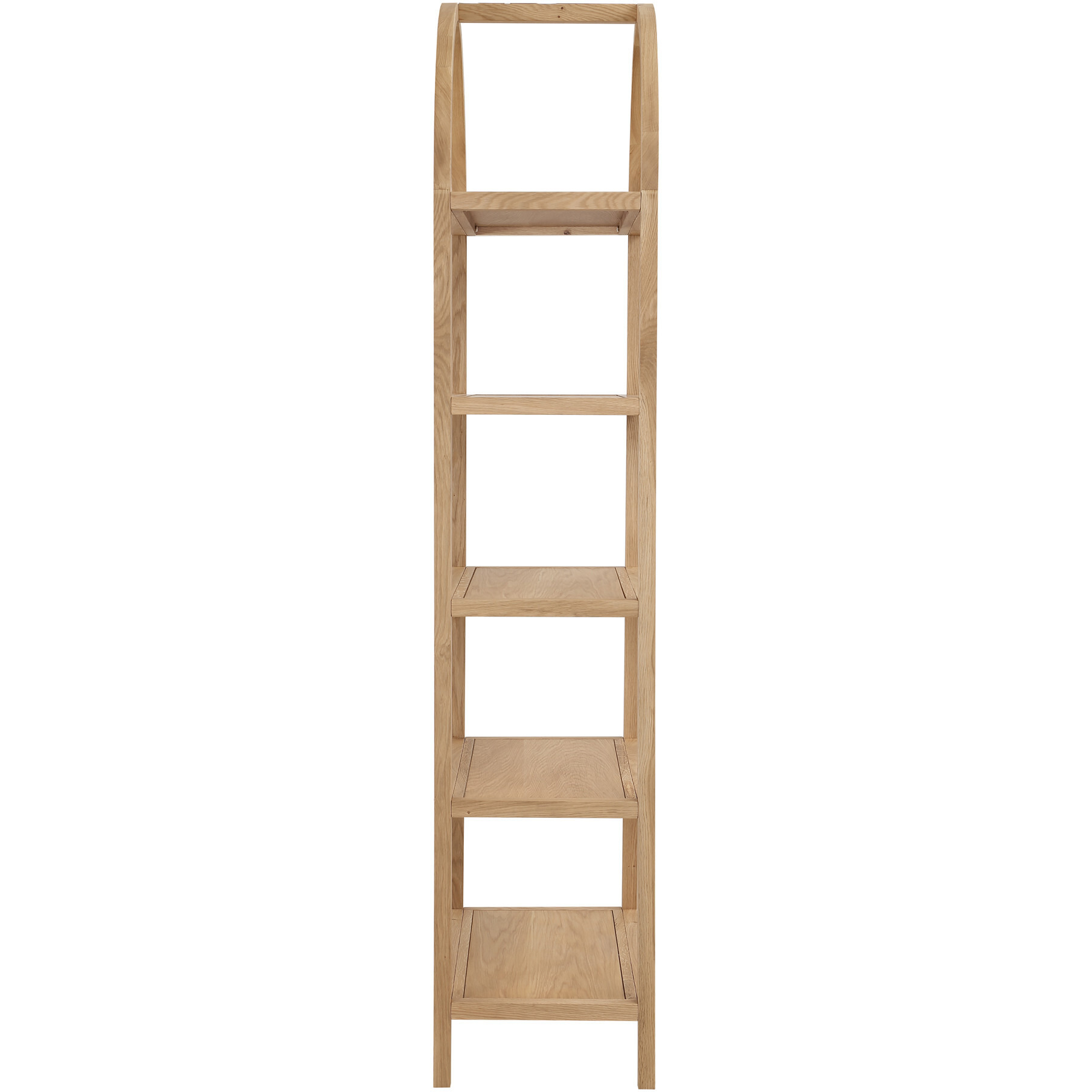 80"" Natural Wood Five Tier Arched Top Bookcase